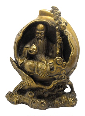 寿星摆件黄铜寿中寿客厅卧室装饰