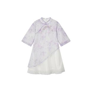 笛莎官方童装女童连衣裙春季新款大童女孩儿童洋气国风旗袍裙子