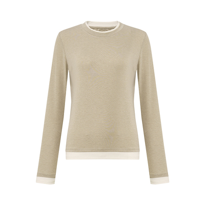 简约软糯天丝羊毛圆领假两件上衣