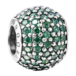 Pandora潘多拉PAVÉ密镶串饰925银绿色锆石珠子DIY手链配件装饰
