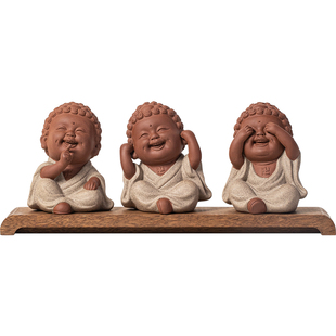 中式禅意三不小如来摆件家居客厅博古架茶桌面装饰创意宝宝佛茶宠