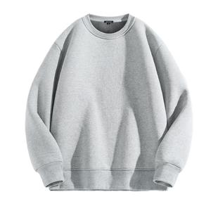 GV真维斯灰色加绒卫衣男款秋冬加厚圆领外套男冬季保暖男士上衣A