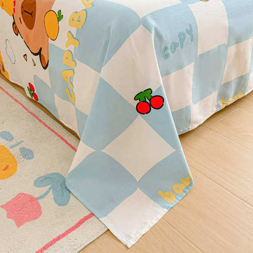 卡皮巴拉床单单件纯棉床笠卡皮吧啦被套卡通被单床品1.5x2m1.2米8