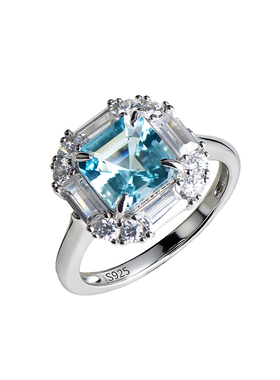 天然海蓝宝戒指女送女友礼物