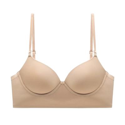 MIMI FANTASY无痕大露背文胸挂脖交叉U型隐形内搭薄款美背内衣女