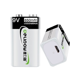 德力普9v充电锂电池大容量万用表6F22方块话筒吉他usb九伏可充电