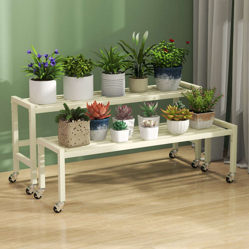 室内花架阳台置物架铁艺多层阶梯式移动带轮客厅落地式植物花盆架