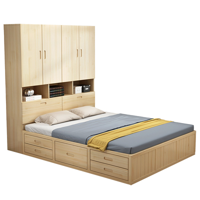 包邮榻榻米儿童收纳松木储物床