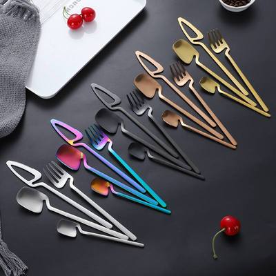 亚马逊304不锈钢餐具刀叉勺挂个性创意杯刀叉勺悬挂套装西餐具壁