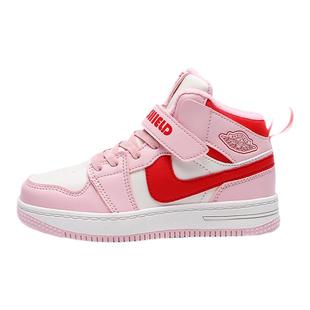 ABC SHIELD女童软底高帮二棉板鞋秋冬季儿童皮面防水加绒运动潮鞋