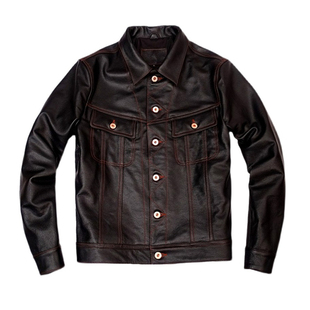 Riders101风暴骑士牛仔国产头层牛皮西部牛仔短款真皮皮衣