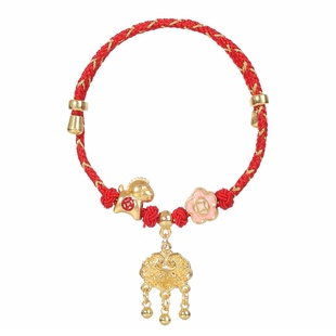 国风手工编织新年红绳马年本命年手链福袋金元宝手串情侣礼物手饰