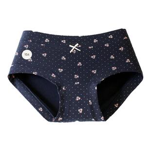 米吉诺拉 10A抑菌95%纯棉 韩系少女碎花甜美包臀棉质中腰三角内裤