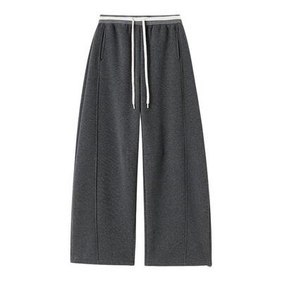 拉夏贝尔美式加绒阔腿卫裤女秋冬