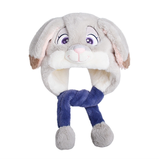 兔子帽子围巾一体儿童女捏耳朵会动的朱迪警官疯狂动物城冬季头饰