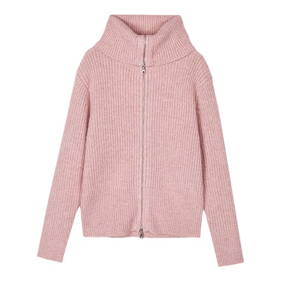 MOUSSY 春季简约休闲双头拉链立领毛针织衫031IAA70-1581