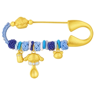 潮宏基三丽鸥黄金足金串珠别针胸针5D硬金珐琅儿童宝宝满月周岁X