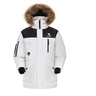 【小红书款】骆驼男装王俊凯同款毛领工装派克厚羽绒服防泼水外套