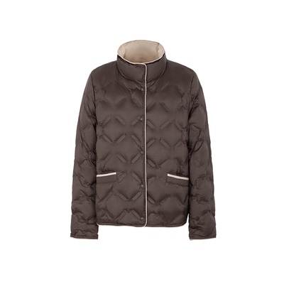 YAYA鸭鸭2025女士新款时尚外套秋冬季立领短款羽绒服保暖拼色外套