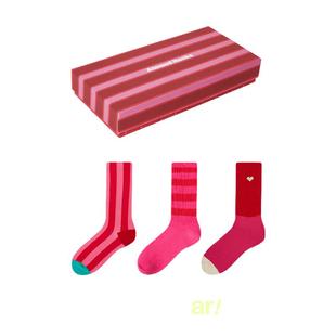 AR红色马年本命年中筒袜组合2026男女情侣新年袜子礼物送礼礼盒