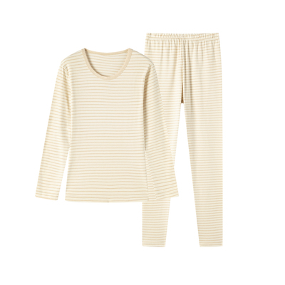 新疆彩棉女士条纹秋衣秋裤套装