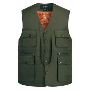 秋冬加绒加厚毛马甲男中老年爸爸棉背心黄毛坎肩外套加大爷爷7XL