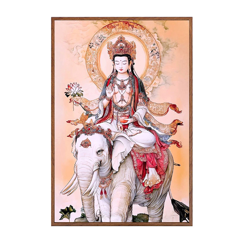 普贤菩萨数字油画diy填充丙烯画