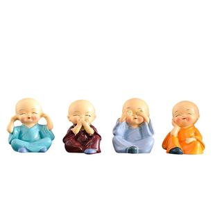 禅意四不小和尚茶宠茶桌摆件配件装饰品玄关茶几办公室桌面小摆设