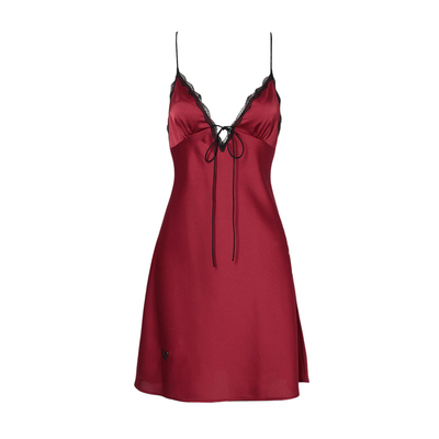 DPLAYSWEET法式简约红色本命年结婚吊带露背睡裙缎面舒适睡衣冬季