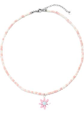 鞠婧祎同款波西米亚粉色颈链