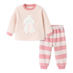 巴拉巴拉儿童睡衣男童女童摇粒绒家居服宝宝加厚套装保暖冬季新款