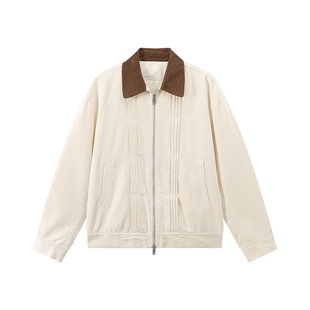 江南先生NewJNXS巴恩风压褶撞色灯芯绒翻领工装宽松夹克外套男女