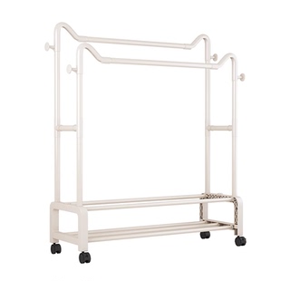 晾衣架落地家用卧室挂衣架室内置物简易衣帽架衣服架子双层移动