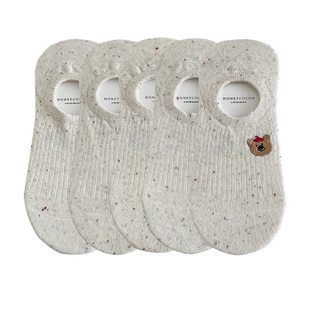 大童袜子女船袜纯棉不掉跟防滑夏季薄款隐形夏天日系卡通短袜女生