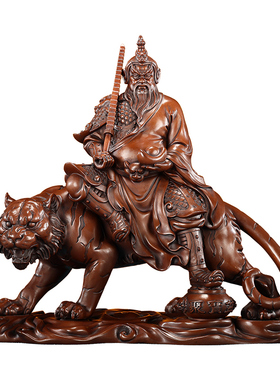 紫铜彩铜骑虎武财神赵公明摆件中式家居办公室财神爷开业乔迁礼品