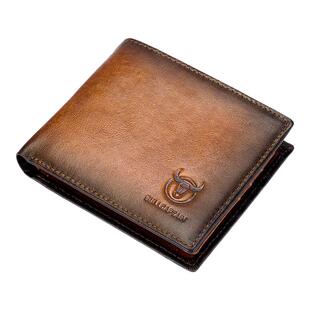 牛船长复古钱包男真皮防盗刷多卡位横短款相片驾驶证头层牛皮钱夹