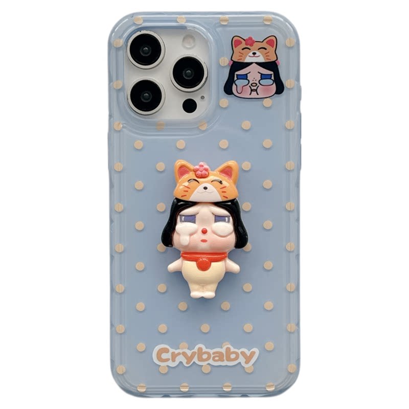 MoreRex立体可爱波点哭娃卡通适用苹果17手机壳iphone18promax新款16创意15防摔保护套14pro闺蜜款独特超好看