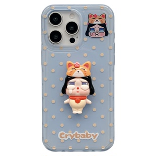 MoreRex立体可爱波点哭娃卡通适用苹果15手机壳iphone17promax新款14创意13防摔保护套16pro闺蜜款独特超好看