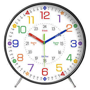 早教学习静音挂钟客厅家卧室钟表学生儿童房彩虹座钟台式桌面时钟