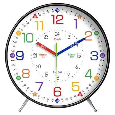 早教学习静音挂钟客厅家卧室钟表学生儿童房彩虹座钟台式桌面时钟