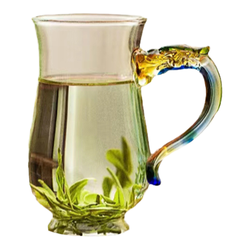 北大史龙年专用玻璃龙把绿茶杯