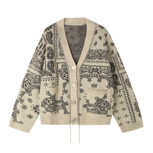 迪丽热巴江疏影同款米色v领毛衣初春女开衫外套2025新款针织开衫