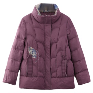 依佈妈妈装国风羽绒服2025冬装新款加厚保暖外套老年人新中式上衣