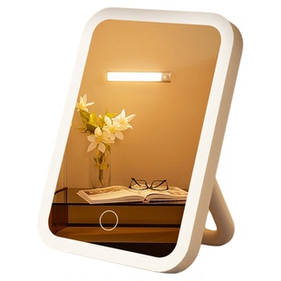 化妆镜led台式可旋转带灯桌面式女生学生ins梳妆台便携折叠放大