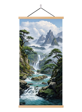 新中式山水玄关客厅装饰画