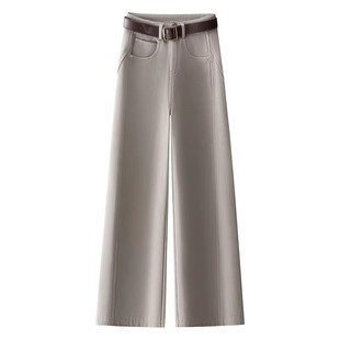 加绒弯刀牛仔裤女冬季2025新款高腰显瘦直筒长裤加厚窄版阔腿裤子