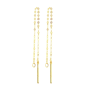 耳线针式18K金配件diy 彩金耳饰au750玫瑰金小玉平安扣多功能