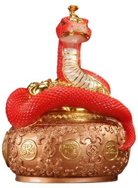 蟒蛇白玉石聚宝盆灵蛇真身莽蛇像体工艺品招财堂精铸家用供奉摆件