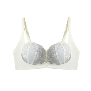 厚一点的集中聚拢显胸大内衣小a杯四扣增杯3厘米带蕾丝边塑形文胸