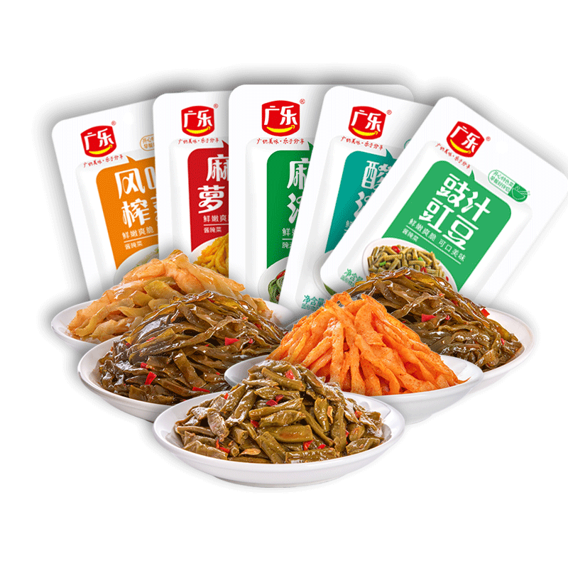广乐榨菜小包装50g*10泡菜咸菜早餐下饭菜酸豆角萝卜干麻辣海带丝